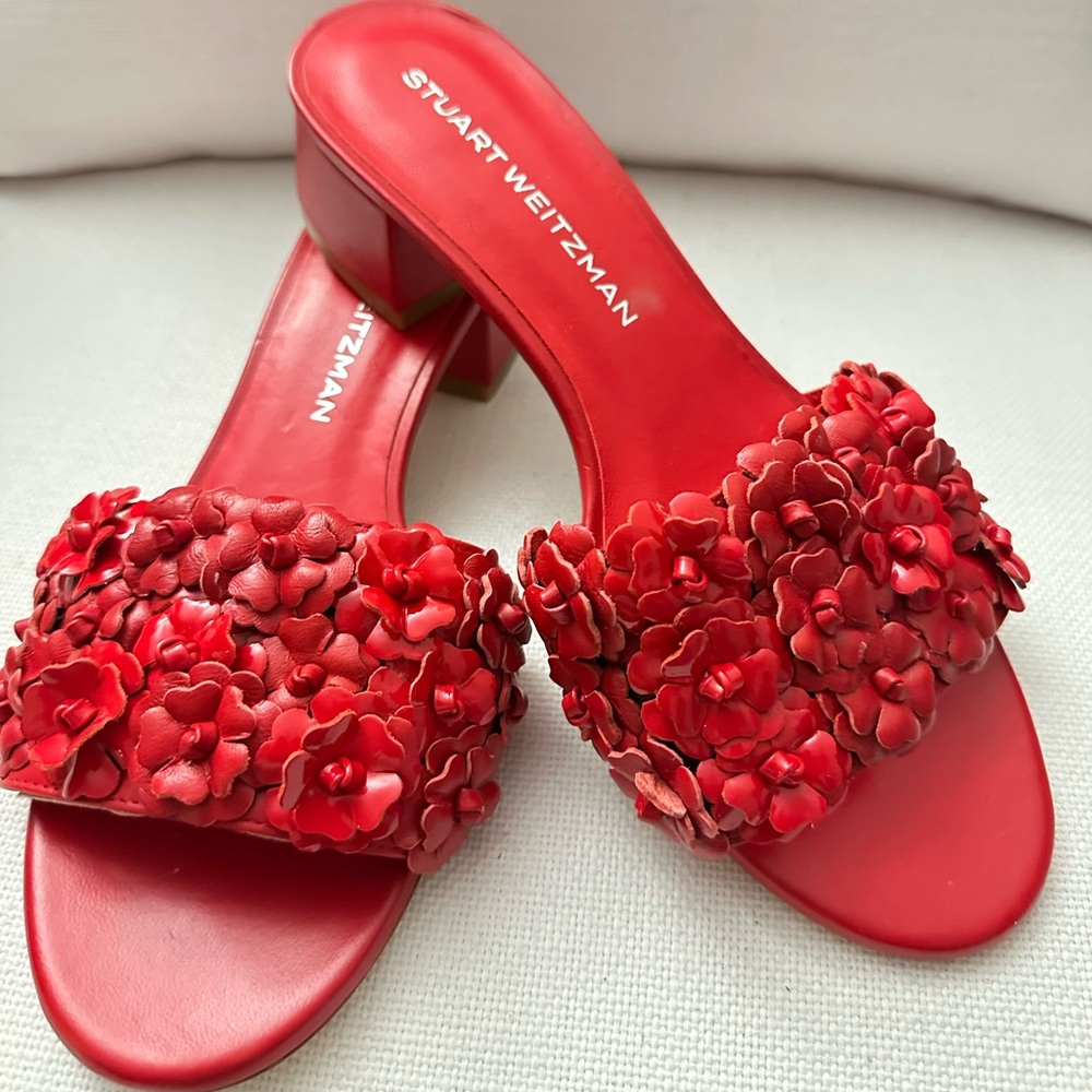 Stuart Weitzman Red Floral Heels